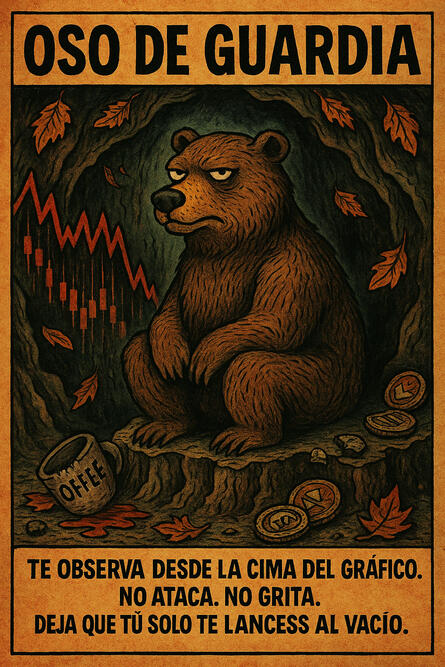 El oso simplemente existe. Como tu miedo. Y cuando por fin vendes en pérdidas y decides empezar yoga… él desaparece. Porque su trabajo ya está hecho.
